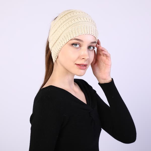 /#/Beige efterår og vinter kvinders strikkede pandebånd/#/