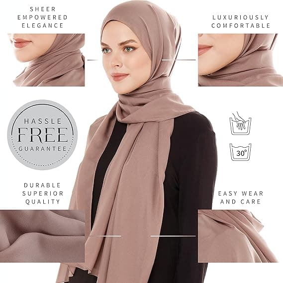 Nude Beige Chiffon tørklæde, Let tørklæde til kvinder, Kvinders tørklæde
