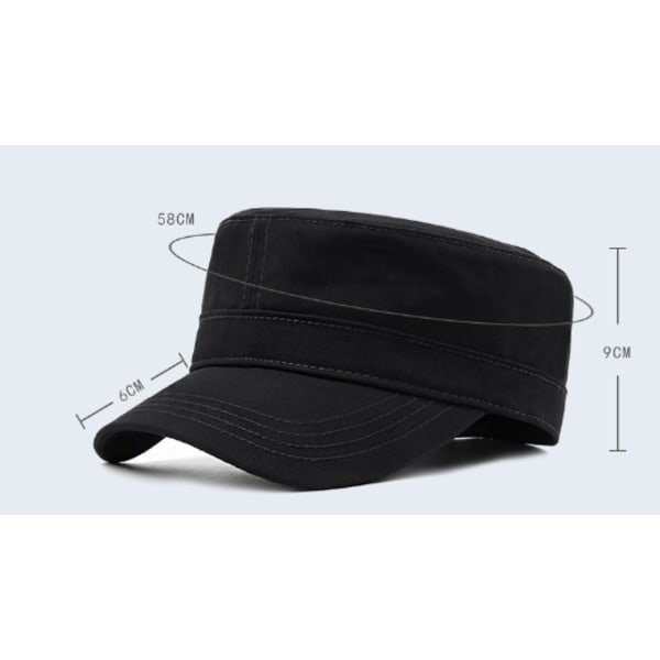 (M 58-60) Robust Bomuld Canvas Militær Stil Kasket, Justerbar, Uni