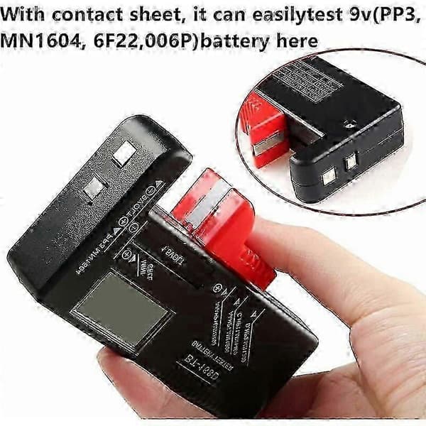 Digital batteritestare, universell batteritestare, batteritestare, för AA, AAA, C, D, PP3, 9V, 1,5V, knappcellsbatterier - Fungerar utan batterier