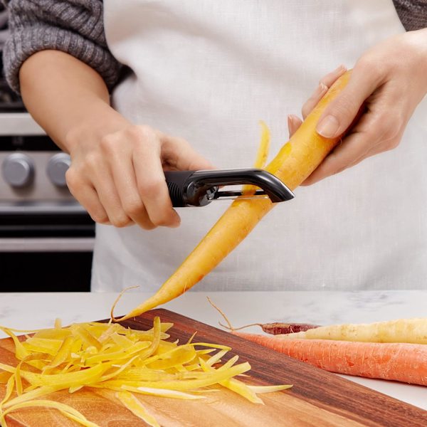 2 kpl Musta Heilahtava Kasvisten Kuorimaveitsi - Ruostumaton Teräs Vegeta