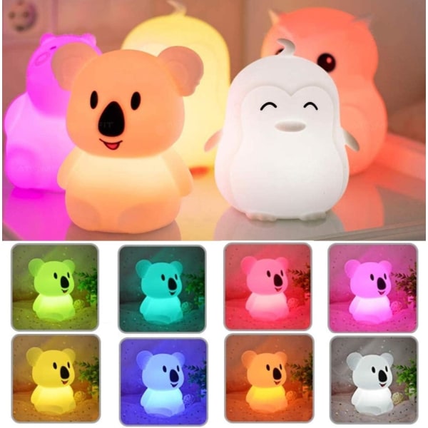 Nattlys for barn, berøringslys LED nattlampe, 9 farger USB Recha