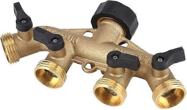 3/4 Tommers Messing 4-veis Slangesplitter Dyse Bryter Slangeadapter Kran Koblinger for Hagevanning
