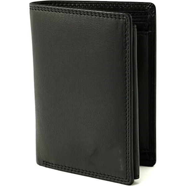 ##/Miesten nahkainen lompakko 12,5 x 9,5 x 2 cm RFID-suojauksella Musta##/