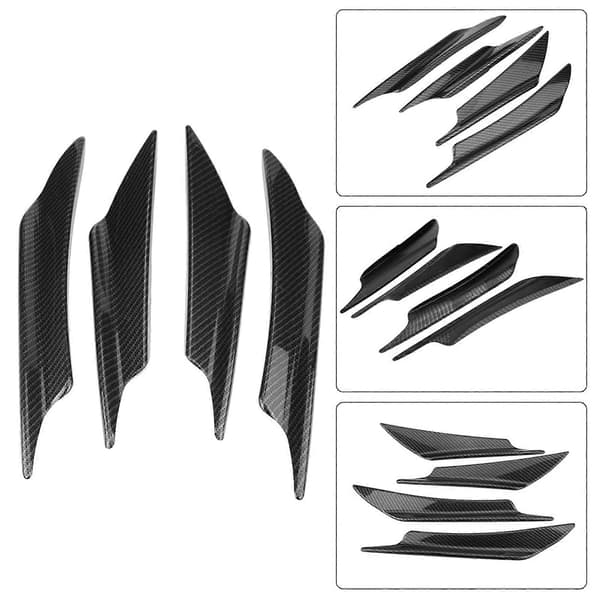 4 stk Bil Frontfanger Deflektor Leppe Splitter Finner Canards Kroppsspoiler Karbonfiber