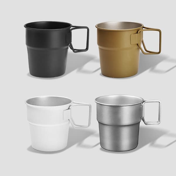 Sett med 3 gjenbrukbare kaffekopper i rustfritt stål, stablebare, oppvaskmaskin