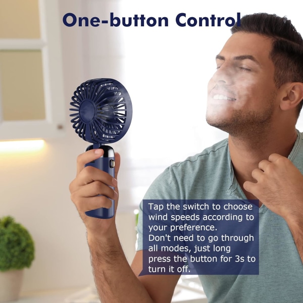 One (deep sea blue) Handheld Fan, Mini Portable Fan USB Recharge