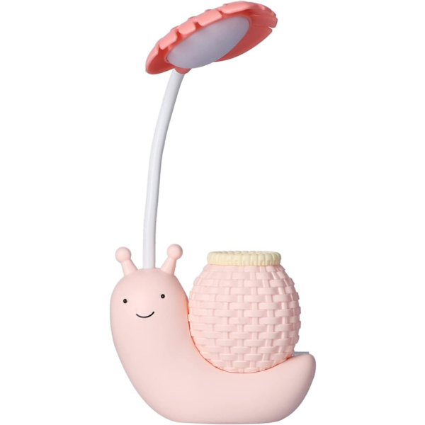 LED-skrivbordslampa med pennhållare, tecknad snigel, multifunktionell