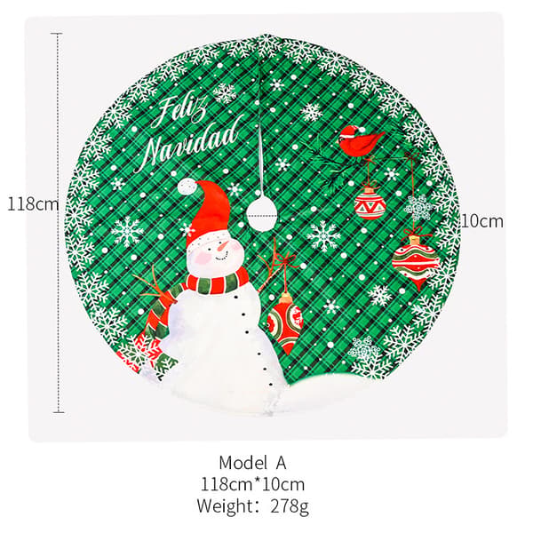 Juletrematte med Julenissen og Snøfnugg - 118cm - Grønn, Jul