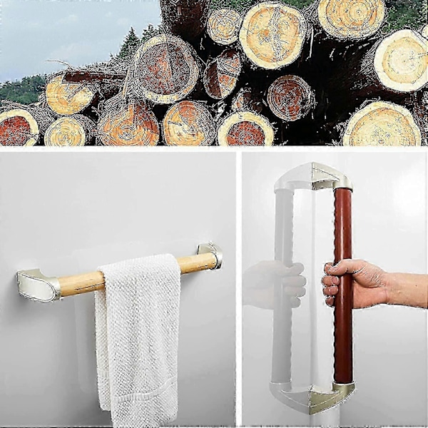 Vegghåndtak Tre Grab Bar Baderom Dusj Eldre (trefarge 33cm)