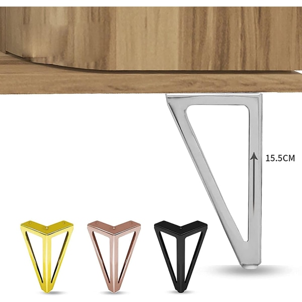 4 Pakker Møbelben, Metal Bordben, 15cm Sorte Møbelben