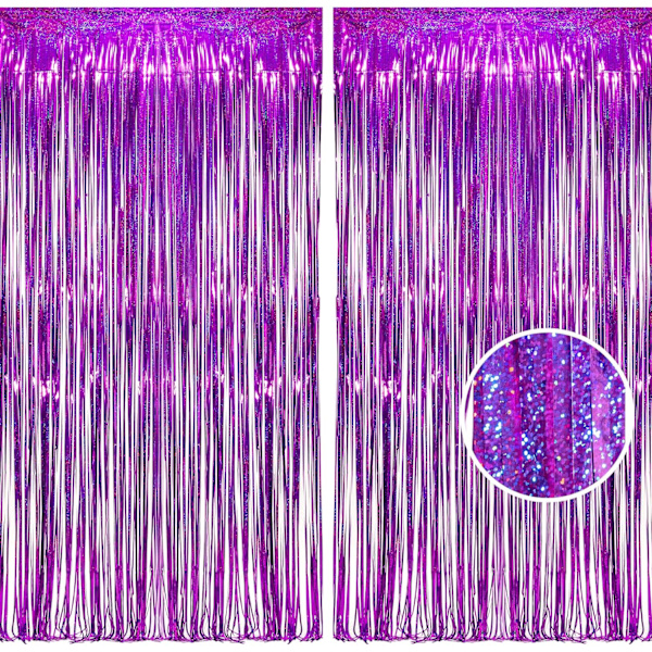/#/(2Pack, 1x2.5m)Pink Foil Fringe Curtain Backdrop, Sparkle Tinsel/#/