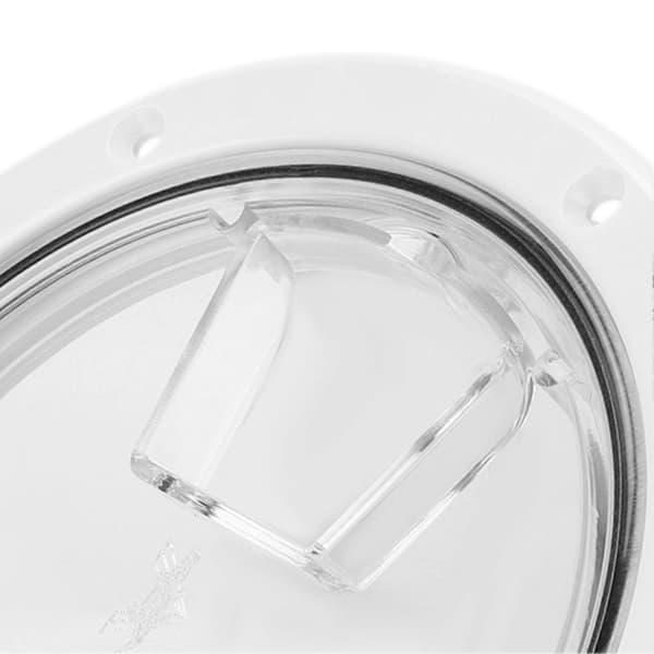 Båtdäck Accesslucka Transparent Lock Vitt Rund ABS-platta för RV Marin Yacht (6in/15.24cm)