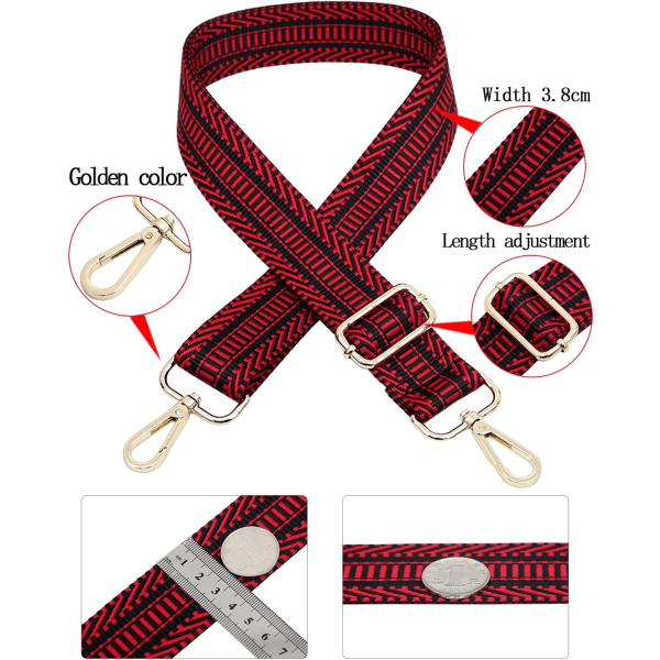 Justerbar 75-145cm Röd Handhållen Axelrem Lanyard Väska Handtag