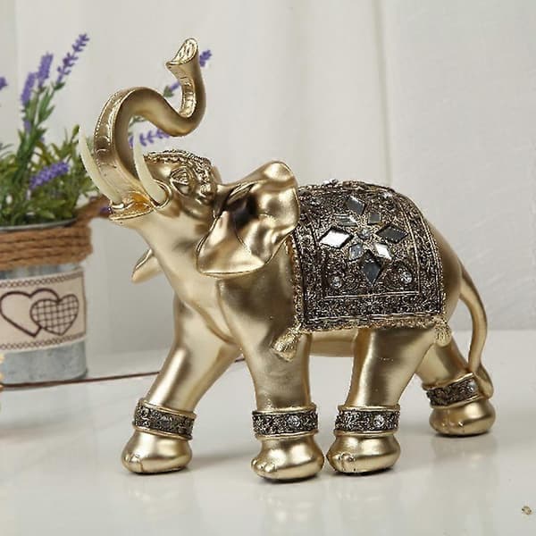 Iøjnefaldende Elefantfigur Fin Symbol Resin Elegant Elefant Snabel Skulptur til Hjemmet M