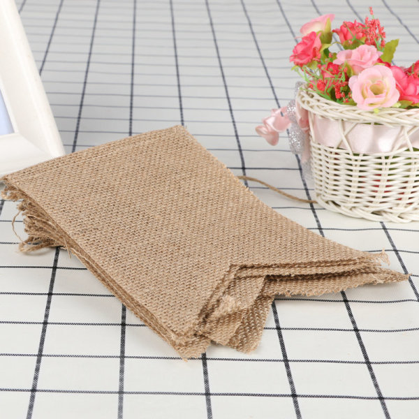 24 Burlap Flaggor för Bröllop, Dop, Inomhus och Utomhus