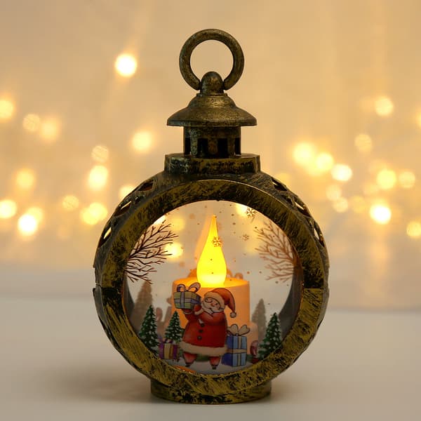 ##/Runda LED-handlampor för jul - Gammal gyllene jultomte, jul##/