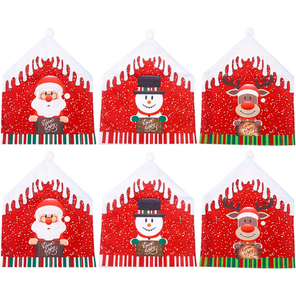 ##/6 stycken juldekorationer för stolsöverdrag, snögubbe jultomte Pro##/