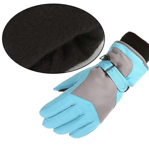 Skihansker for barn, vindtette, vanntette ridehansker, skihansker med antiskli Cyan*blue