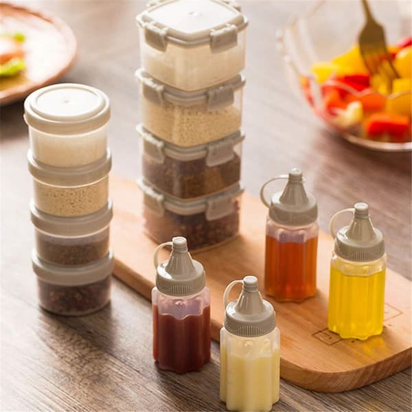 12 stk Mini Plast Saus Squeezebøtter Dressingbeholdere Ut