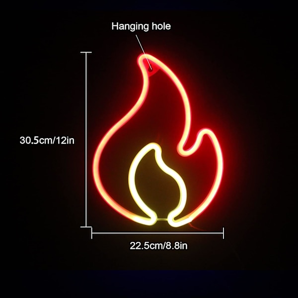 Flammor Neonljus för väggmonterad röd neon LED-skylt Lyser upp