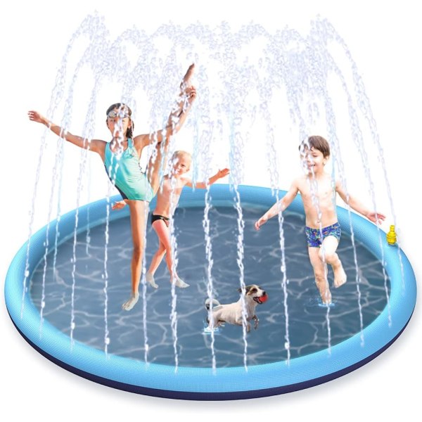 Water Jet Mat, 170cm PVC Water Spray Mat, Non-Slip Splash Pad, Ou