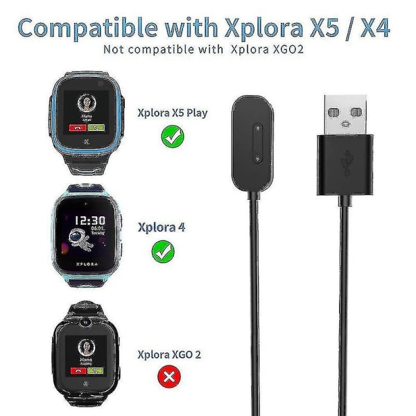 För Xplora X5/x5 Play/x4 Watch Laddare Magnetisk laddningskabel USB