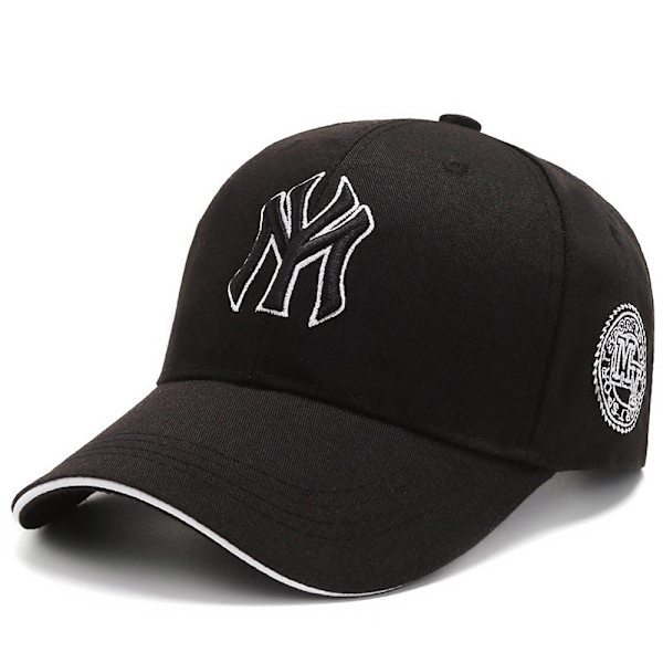 Sort og hvid broderet - Justerbar Baseball Cap Golf Hat Moto