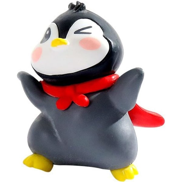 6st Penguin Cake Topper, Miniatyr Penguin Figurines Leksaker,