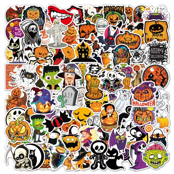200 stk Søte Happy Halloween Vinyl Dekaler Klistremerker Bulk Vanntette