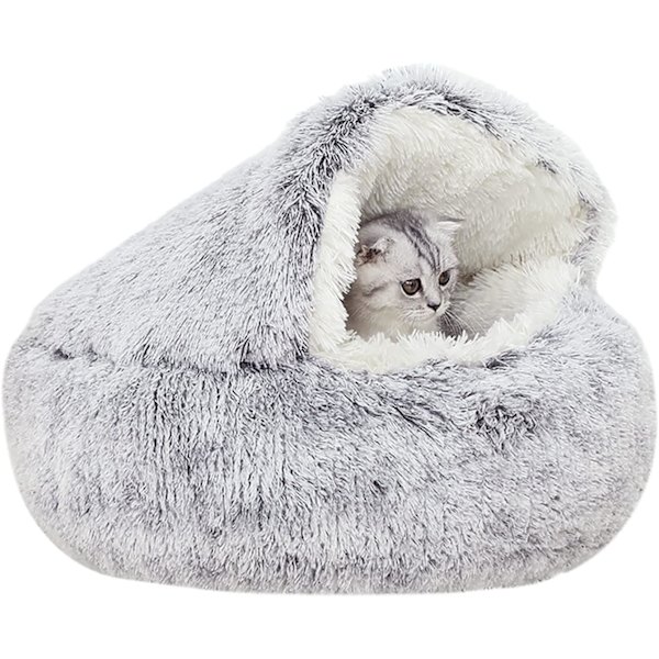 1 Stykke (Grå, 50 cm) Hulebed for Hunder og Katter, Anti-Stress Liten