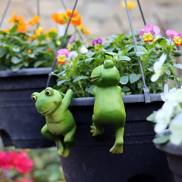 3 Söta Hängande Grodor Dekoration, Trädgårdstillbehör för Blomkruka
