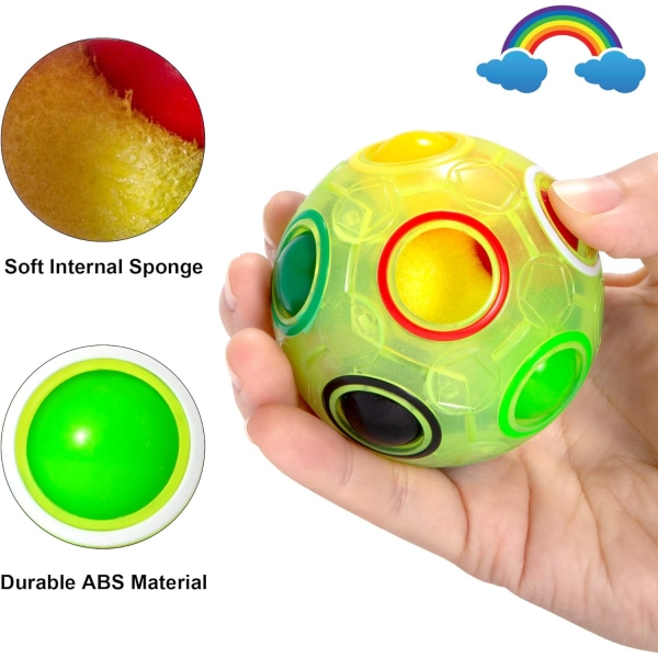 Green Rainbow Magic Ball, Color Matching Game, Fidget Toy Fun Pu