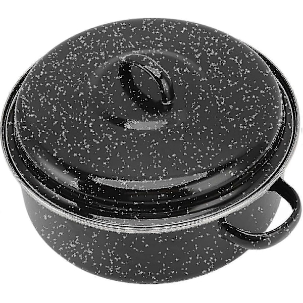 Dekket Rund Stekeform, Non-Stick Stekebrett Med Lokk Og Hylle, emaljert Grillpanne (24cm)