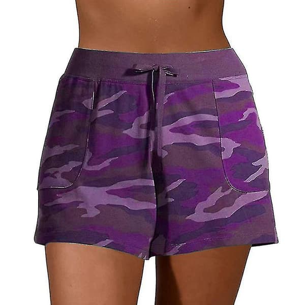 Uformelle camouflage-trykte shorts for kvinner, underdeler, sport