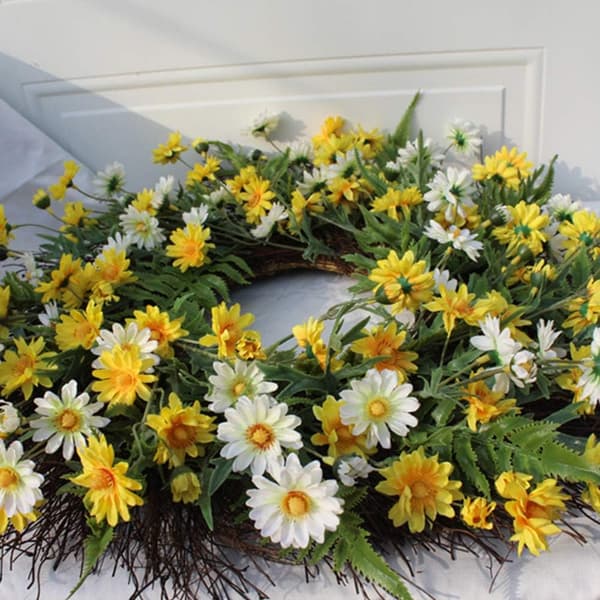 22 tum Daisy Kransar, Konstgjorda Blommor Vårkrans för Framdörr
