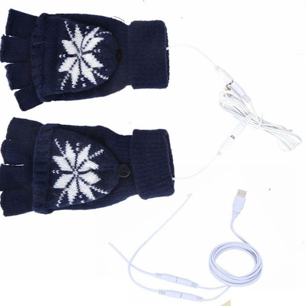##/Blå USB Dobbeltsidige Oppvarmede Hansker##/