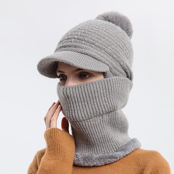 Naisten talvitakki Beanie Hat Siamese Scarf Collar Lämmin Win