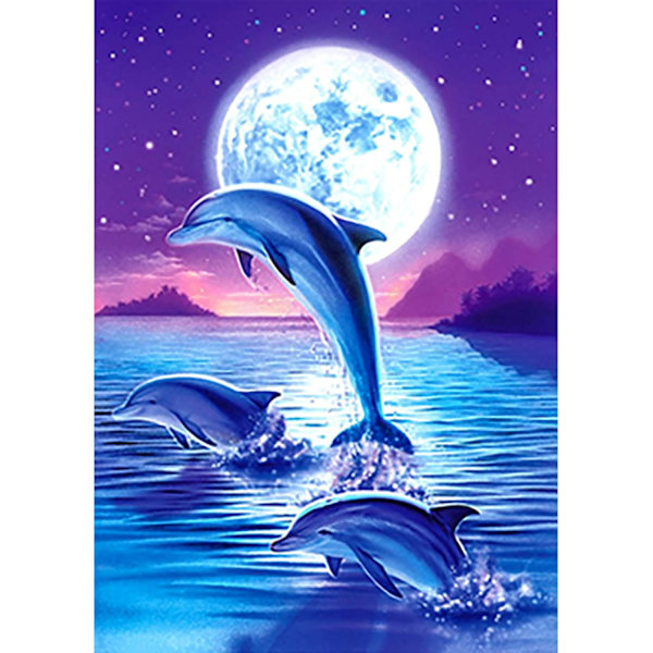 ##/5D diamantmålning-DIY-30x40cm-lila nattdelfin##/