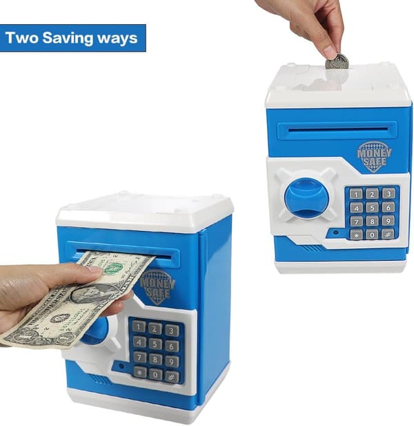 Elektronisk Sparegris med Automatisk Penge Rulning (Blå), Mini A