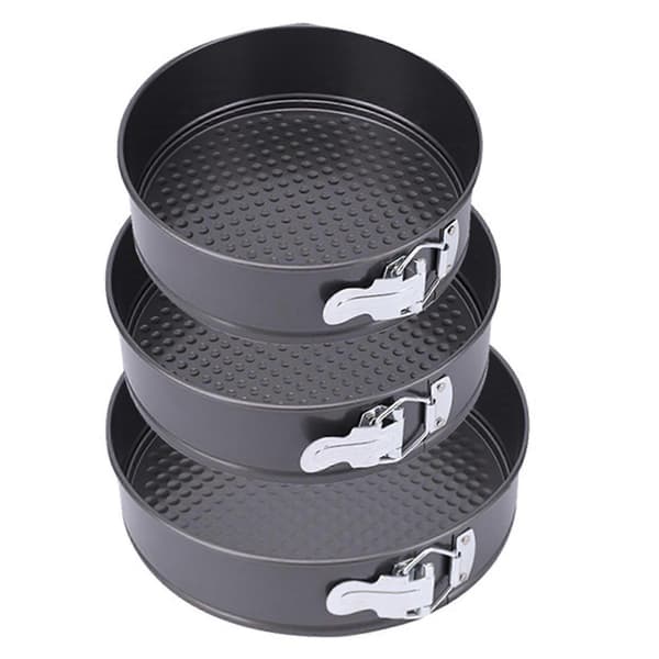 3 stk. Kakeformsett med avtakbar bunn, non-stick ostekakeform, lett å rengjøre, rustbestandig bakeform for pizza C