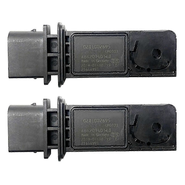 2X Bil Luftmengdemåler Sensor Masse Sensor 0281002695 A6420940148 for