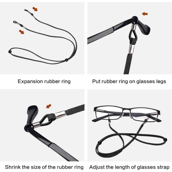 3 stycken glasögonband i konstläder för glasögon, herr