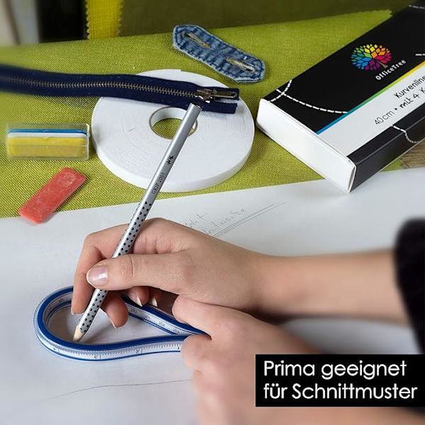 30 cm - Mjuk Vinylplastlinjal - Böjd Linjal - Sy och Rita med