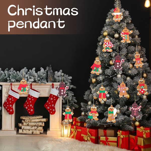 15-pak Gingerbread Træ Ornamenter til Juleferien, Jul