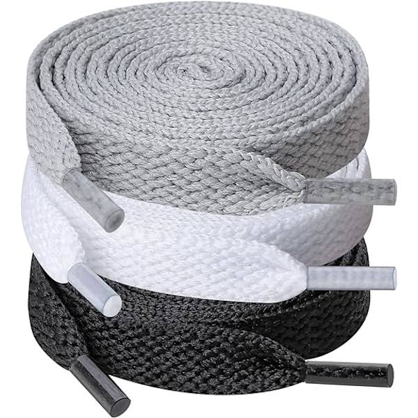3 Par Shoelace, 0,8 cm Brede Flade Shoelace til Sneakers, Ru