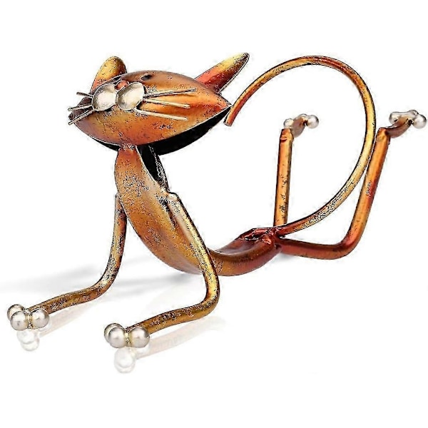 Vinställ i metall Yoga Katt Flaskställ Skulptur Dekoration Heminredning Hantverk