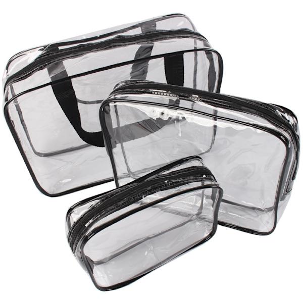 1 stk. Gaveposer Transparent PVC Rejsetaske Vandtæt Multifunktion Kosmetiktasker Makeup Tasker til Rejser 3 stk. (Sort)