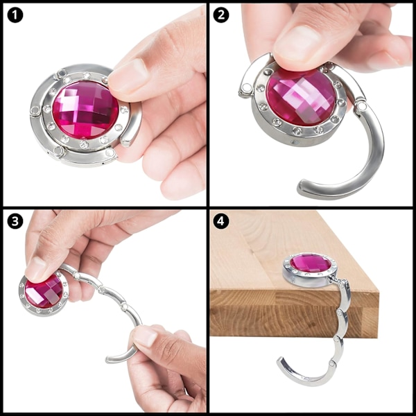 ##/Bärbar Handväska-krok (Set med 6) - Silver Vikbar Väska-krok - Fol##/