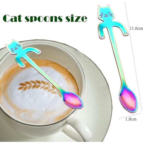 6-pack kattskedar Kaffe Teskedar (flerfärgade), Kaffepresenter fo